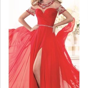 Tarik Ediz Red Evening Gown Size 10